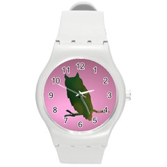 Owl Bird Branch Nature Animal Round Plastic Sport Watch (m)