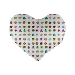 All The Aliens Teeny Standard 16  Premium Heart Shape Cushions by ArtByAng