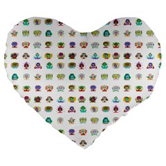 All The Aliens Teeny Large 19  Premium Flano Heart Shape Cushions by ArtByAng