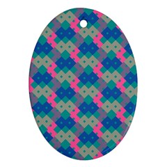 Geo Puzzle Oval Ornament (two Sides)