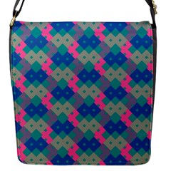 Geo Puzzle Flap Closure Messenger Bag (s)