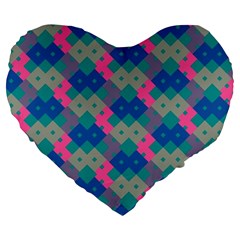 Geo Puzzle Large 19  Premium Flano Heart Shape Cushions