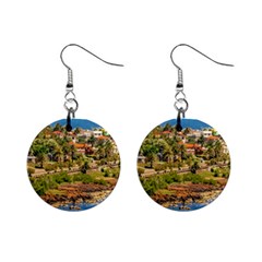 Punta Colorada Aerial Landscape Scene, Uruguay Mini Button Earrings by dflcprintsclothing