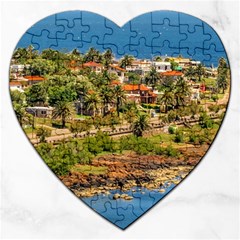 Punta Colorada Aerial Landscape Scene, Uruguay Jigsaw Puzzle (heart) by dflcprintsclothing