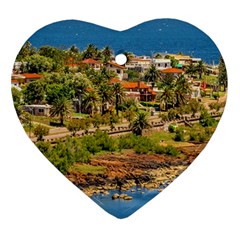 Punta Colorada Aerial Landscape Scene, Uruguay Heart Ornament (two Sides) by dflcprintsclothing