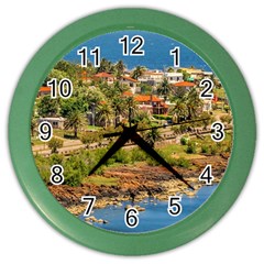 Punta Colorada Aerial Landscape Scene, Uruguay Color Wall Clock