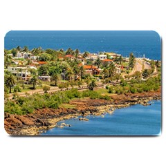 Punta Colorada Aerial Landscape Scene, Uruguay Large Doormat  by dflcprintsclothing