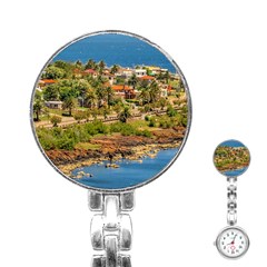 Punta Colorada Aerial Landscape Scene, Uruguay Stainless Steel Nurses Watch by dflcprintsclothing