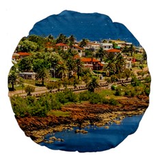 Punta Colorada Aerial Landscape Scene, Uruguay Large 18  Premium Flano Round Cushions by dflcprintsclothing