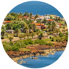 Punta Colorada Aerial Landscape Scene, Uruguay Wooden Puzzle Round