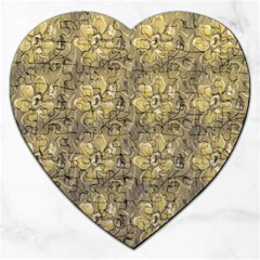 Retro Stlye Floral Decorative Print Pattern Jigsaw Puzzle (heart) by dflcprintsclothing