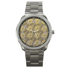 Retro Stlye Floral Decorative Print Pattern Sport Metal Watch by dflcprintsclothing