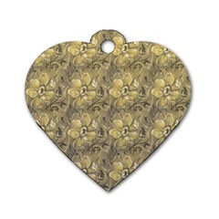 Retro Stlye Floral Decorative Print Pattern Dog Tag Heart (one Side) by dflcprintsclothing