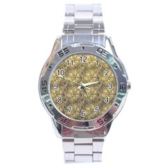 Retro Stlye Floral Decorative Print Pattern Stainless Steel Analogue Watch by dflcprintsclothing