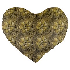 Retro Stlye Floral Decorative Print Pattern Large 19  Premium Heart Shape Cushions by dflcprintsclothing