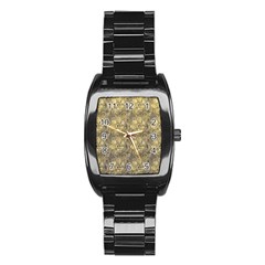 Retro Stlye Floral Decorative Print Pattern Stainless Steel Barrel Watch by dflcprintsclothing