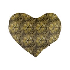 Retro Stlye Floral Decorative Print Pattern Standard 16  Premium Flano Heart Shape Cushions