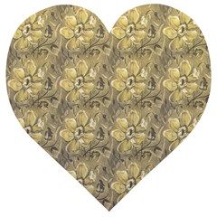 Retro Stlye Floral Decorative Print Pattern Wooden Puzzle Heart by dflcprintsclothing