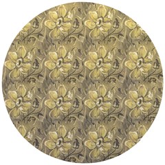 Retro Stlye Floral Decorative Print Pattern Wooden Puzzle Round by dflcprintsclothing