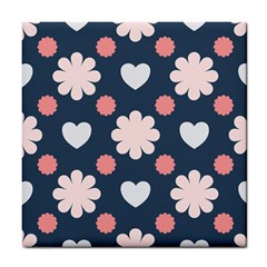 Flowers And Hearts  Tile Coaster by MooMoosMumma