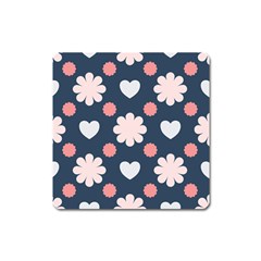 Flowers And Hearts  Square Magnet by MooMoosMumma