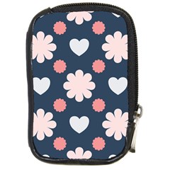 Flowers And Hearts  Compact Camera Leather Case by MooMoosMumma