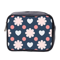 Flowers And Hearts  Mini Toiletries Bag (two Sides) by MooMoosMumma