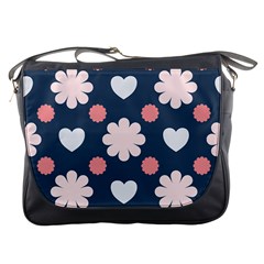 Flowers And Hearts  Messenger Bag by MooMoosMumma