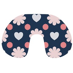 Flowers And Hearts  Travel Neck Pillow by MooMoosMumma