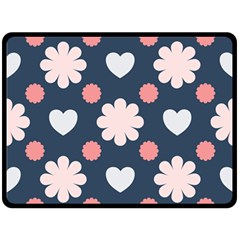 Flowers And Hearts  Double Sided Fleece Blanket (large) 