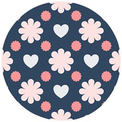 Flowers And Hearts  Wooden Puzzle Round