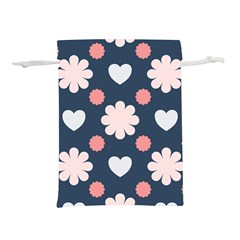 Flowers And Hearts  Lightweight Drawstring Pouch (l) by MooMoosMumma