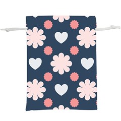 Flowers And Hearts   Lightweight Drawstring Pouch (xl) by MooMoosMumma