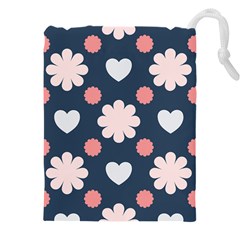 Flowers And Hearts  Drawstring Pouch (4xl) by MooMoosMumma