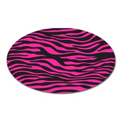 Pink Zebra Oval Magnet by Angelandspot