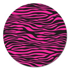 Pink Zebra Magnet 5  (round) by Angelandspot