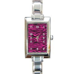 Pink Zebra Rectangle Italian Charm Watch by Angelandspot