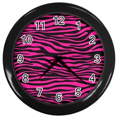 Pink Zebra Wall Clock (black) by Angelandspot