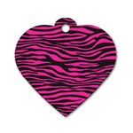 Pink Zebra Dog Tag Heart (One Side) Front