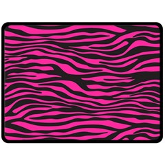 Pink Zebra Fleece Blanket (large)  by Angelandspot