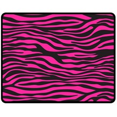 Pink Zebra Fleece Blanket (medium)  by Angelandspot