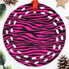 Pink Zebra Ornament (round Filigree)