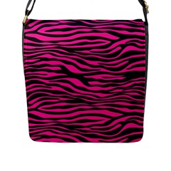 Pink Zebra Flap Closure Messenger Bag (l) by Angelandspot