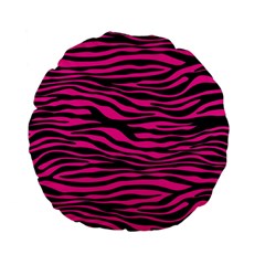 Pink Zebra Standard 15  Premium Flano Round Cushions by Angelandspot