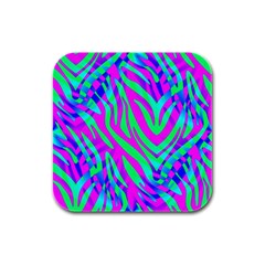 Wild And Crazy Zebra Rubber Square Coaster (4 pack) 