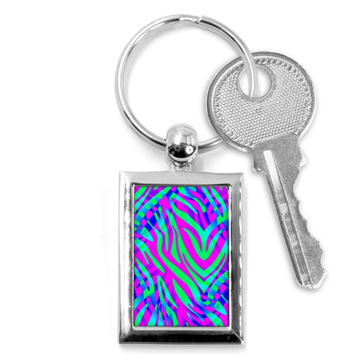 Wild And Crazy Zebra Key Chain (Rectangle)