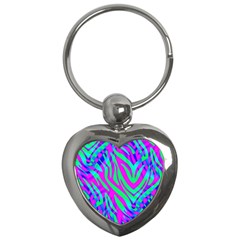 Wild And Crazy Zebra Key Chain (Heart)