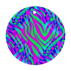 Wild And Crazy Zebra Round Ornament (Two Sides)