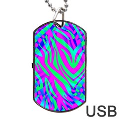 Wild And Crazy Zebra Dog Tag Usb Flash (one Side) by Angelandspot