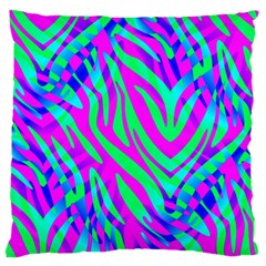 Wild And Crazy Zebra Large Flano Cushion Case (one Side) by Angelandspot